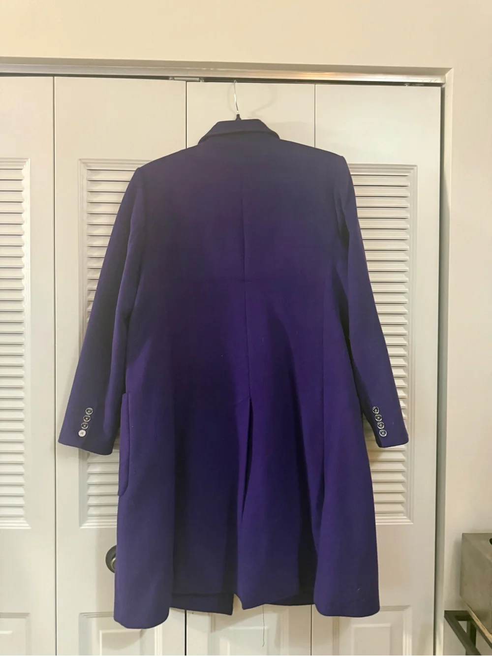 Michael Kors Double-Breasted Purple Coat with Gold Buttons